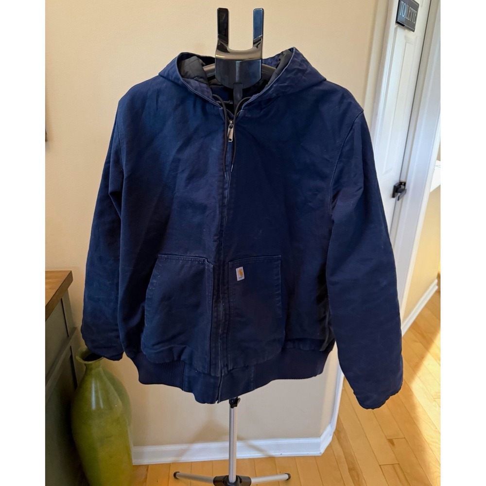 Carhartt Loose Fit Hooded Insulated Jacket Blue 2XL Zip Front 48-50 Chest